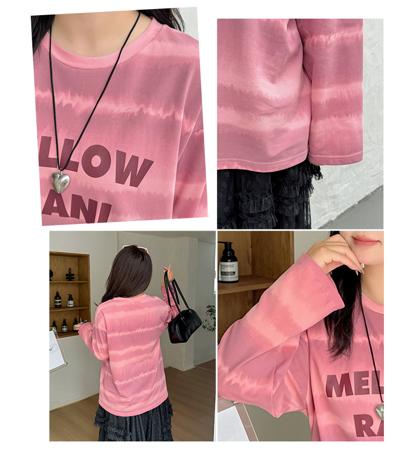 大きいサイズ レディース ワイドストライプグラデーションプリントニットロングTシャツ LL 3L 4L 5L
