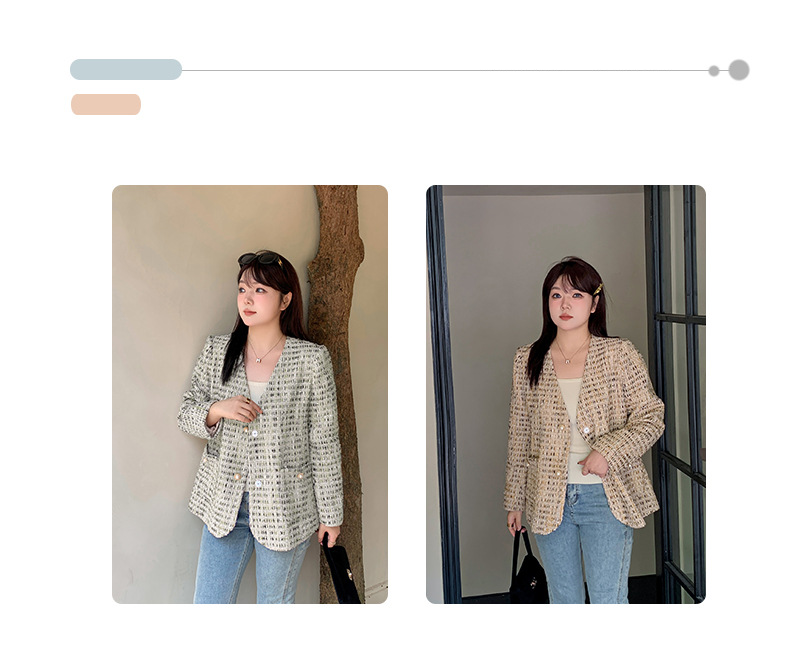 大きいサイズ レディース Vネックツイードジャケット LL 3L 4L 5L
