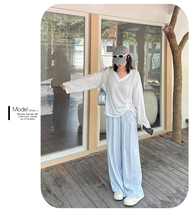 大きいサイズ レディース アイスクリームカラーワイドレッグカジュアルパンツ LL 3L 4L 5L