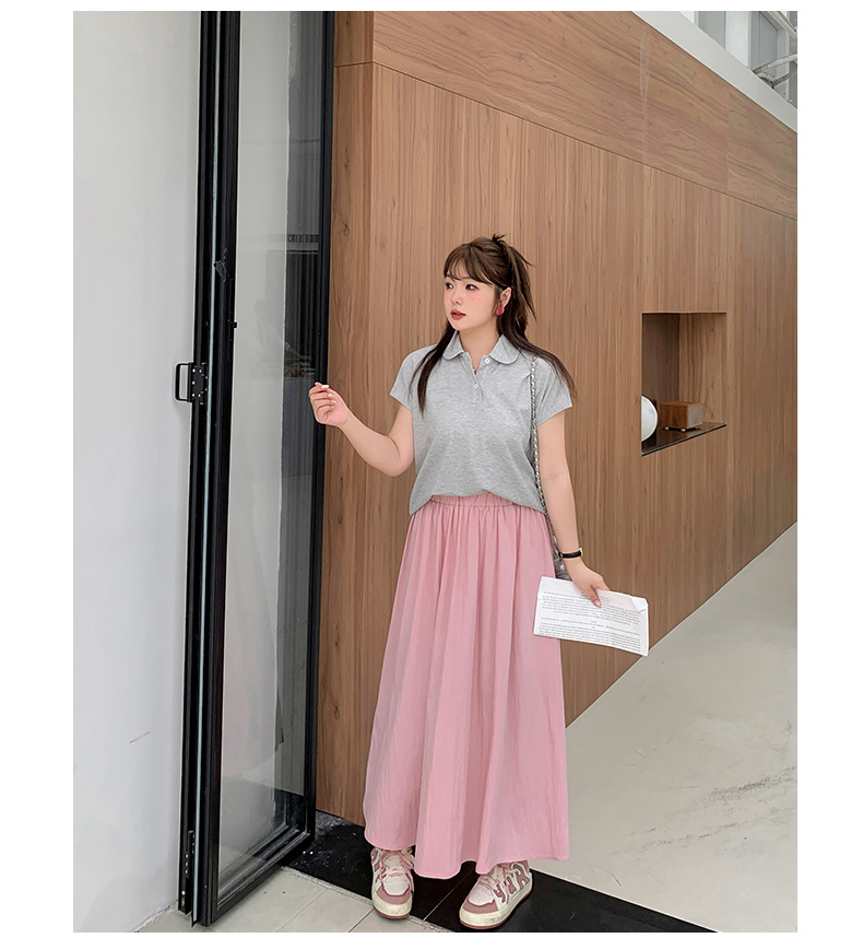 大きいサイズ レディース 丸襟付き半袖ラグランシャツ LL 3L 4L 5L