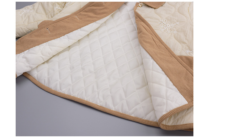 大きいサイズ レディース 刺繍入りキルティングコーデュロイジャケット LL 3L 4L