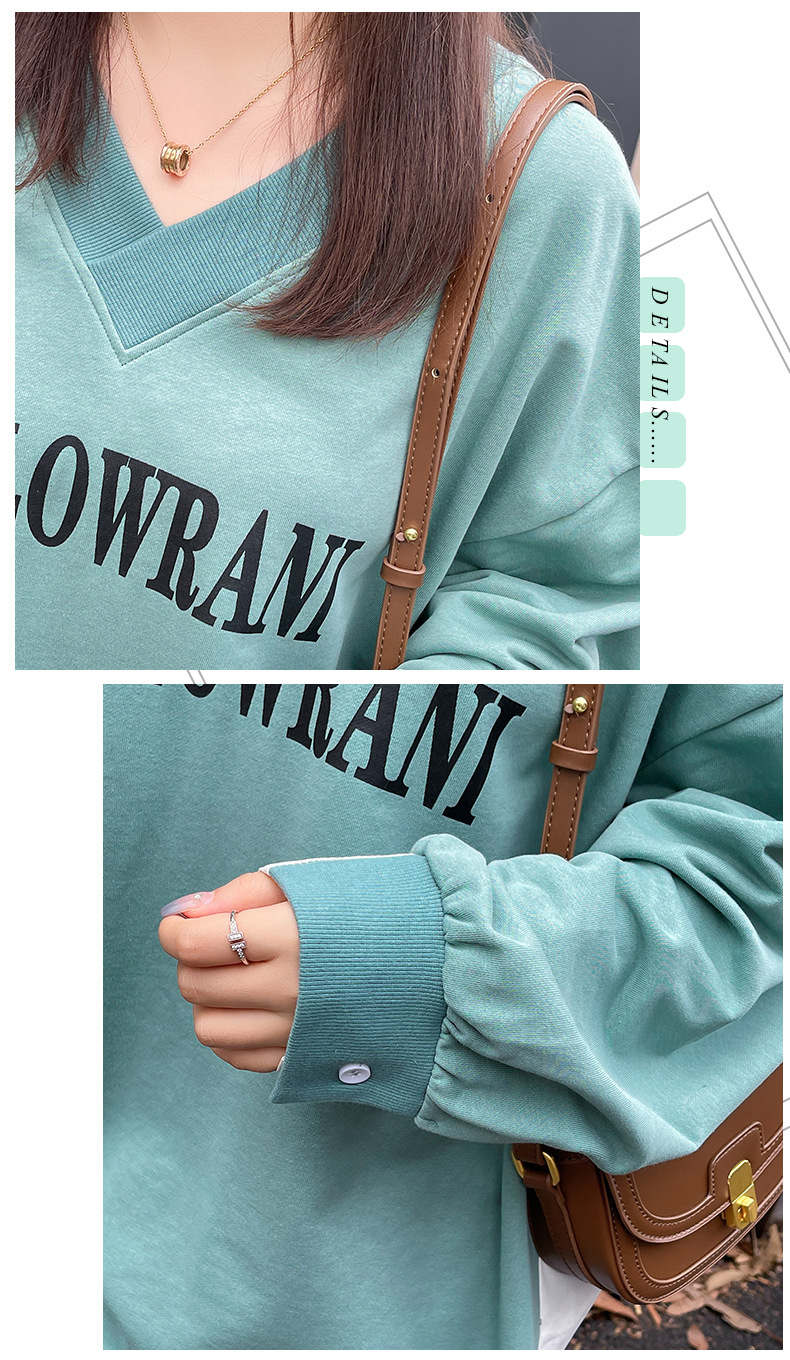 大きいサイズ レディース Vネックフェイクツーピースプルオーバースウェットシャツ LL 3L 4L 5L