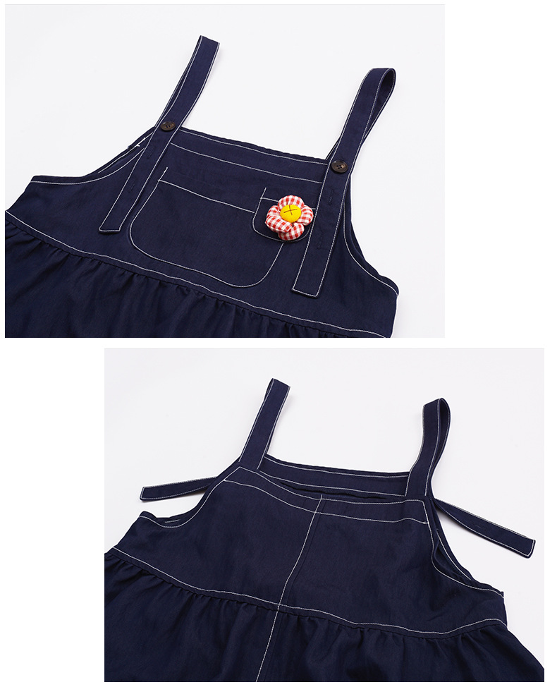 大きいサイズ レディース 花飾り付デニムサロペット LL 3L 4L 5L