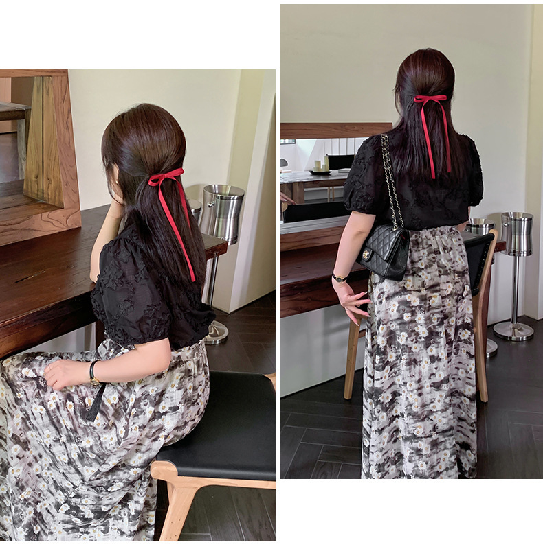 大きいサイズ レディース レトロチャイナ風ジャガードシフォン半袖シャツ LL 3L 4L 5L