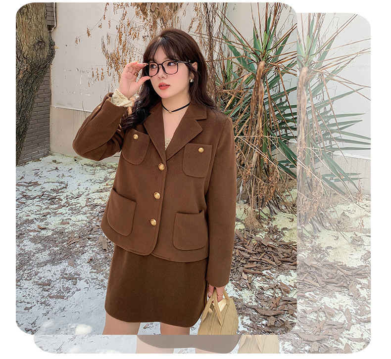 大きいサイズ レディース エレガント厚手セットアップスーツ(ジャケット+スカート) LL 3L 4L 5L