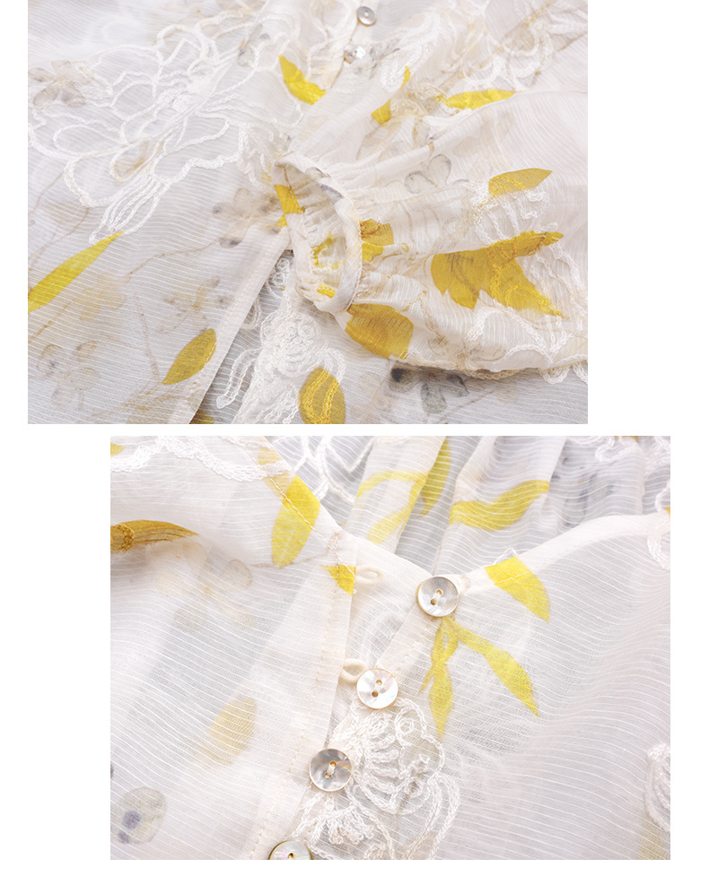 大きいサイズ レディース Vネック花柄のジャカード刺繍プリントブラウスシャツ LL 3L 4L 5L