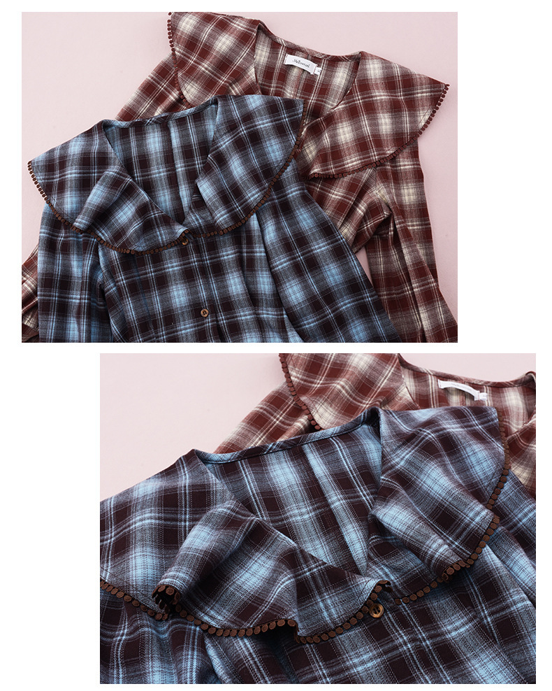 大きいサイズ レディース ラペルチェック柄ボタンダウンベルト付きワンピース LL 3L 4L 5L