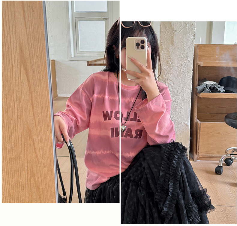 大きいサイズ レディース ワイドストライプグラデーションプリントニットロングTシャツ LL 3L 4L 5L