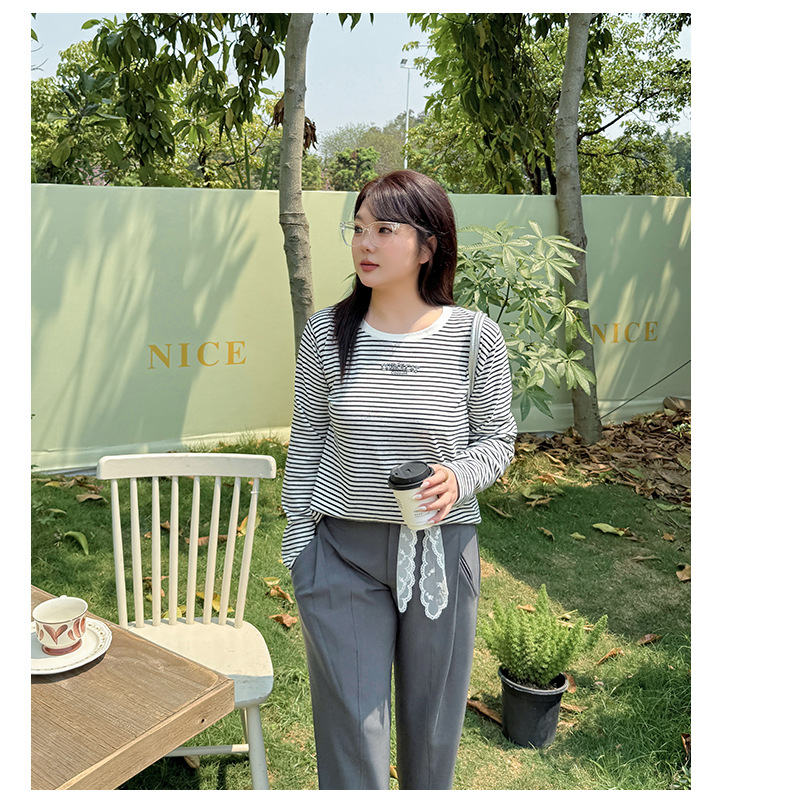 大きいサイズ レディース レインボーカラードットストライプロングTシャツ LL 3L 4L 5L