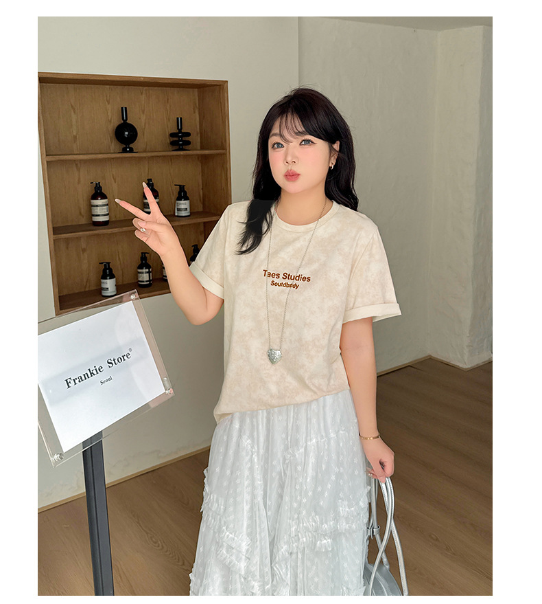 大きいサイズ レディース ロゴプリント半袖カジュアルTシャツ LL 3L 4L 5L
