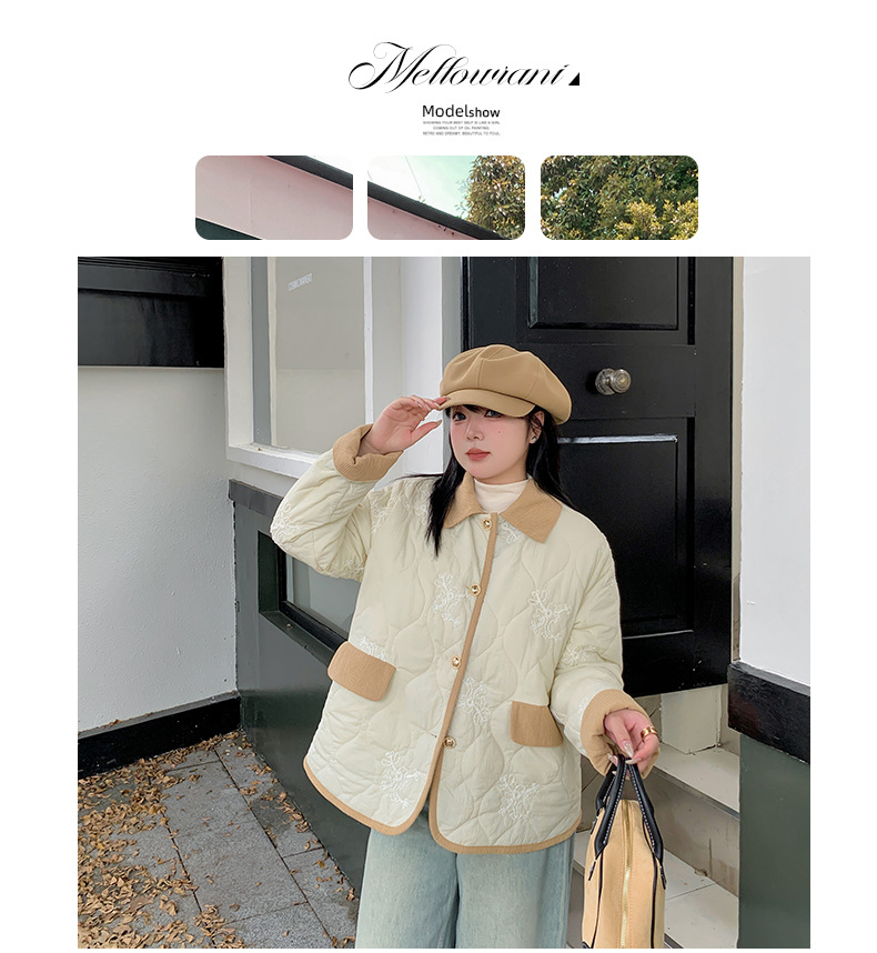 大きいサイズ レディース 刺繍入りキルティングコーデュロイジャケット LL 3L 4L