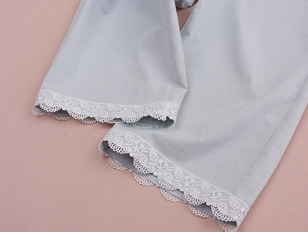 大きいサイズ レディース レースクロップドワイドレッグデニムパンツ LL 3L 4L 5L