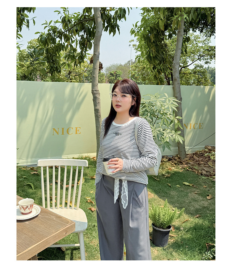 大きいサイズ レディース レインボーカラードットストライプロングTシャツ LL 3L 4L 5L