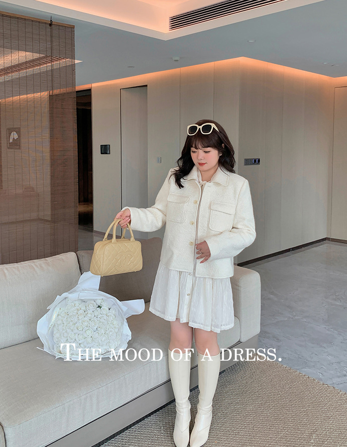 大きいサイズ レディース 厚手ミルキーホワイトショートジャケット LL 3L 4L 5L