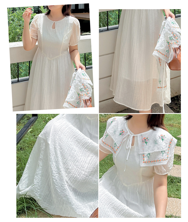 大きいサイズ レディース リボン花柄刺繍ショールフェアリーワンピース LL 3L 4L 5L