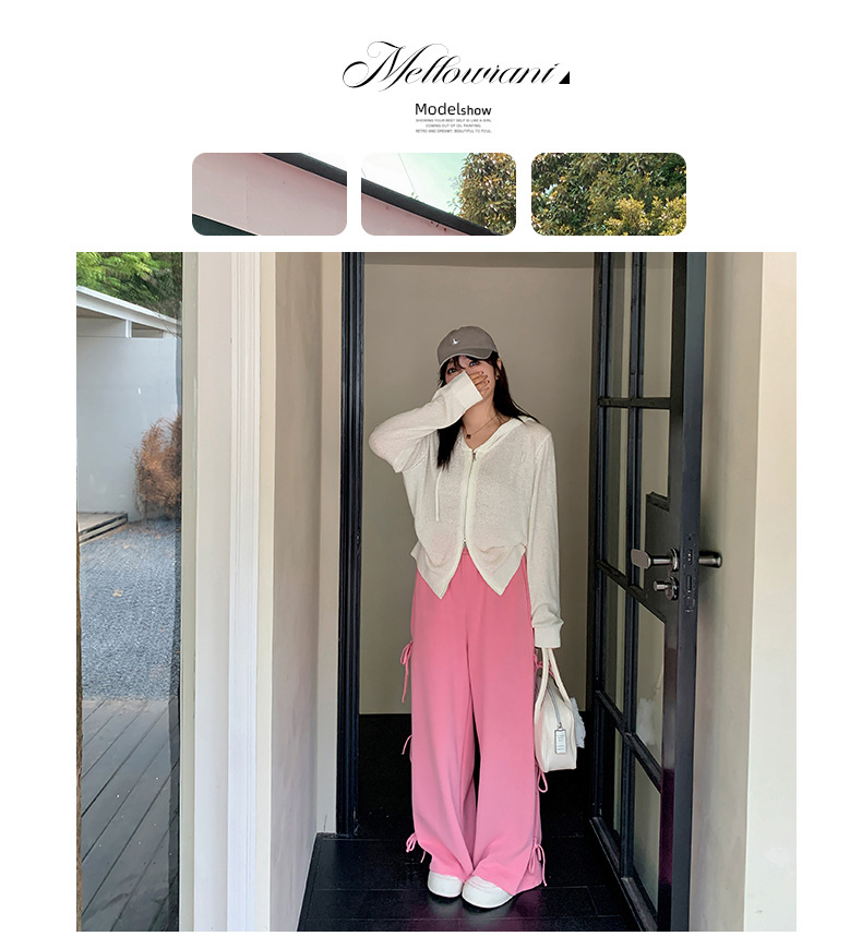大きいサイズ レディース リボンレースアップニットワイドパンツ LL 3L 4L 5L