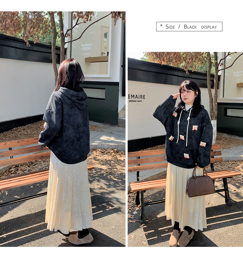 大きいサイズ レディース マスコット付きベルベットスウェットパーカー LL 3L 4L 5L