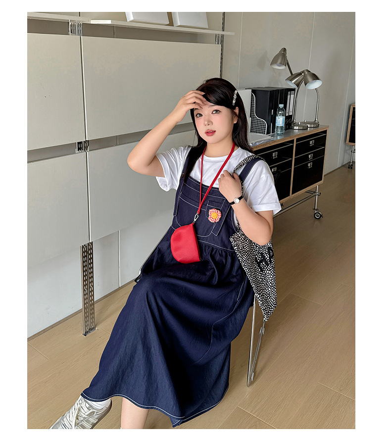 大きいサイズ レディース 花飾り付デニムサロペット LL 3L 4L 5L