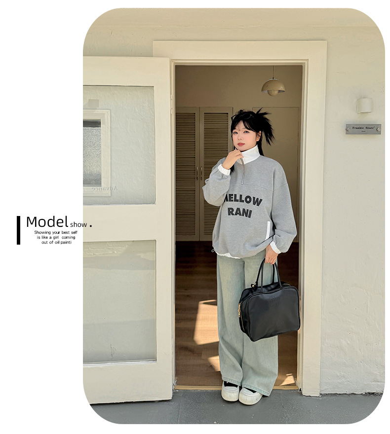 大きいサイズ レディース スタンドカラーアメリカンステッチスウェットシャツ LL 3L 4L