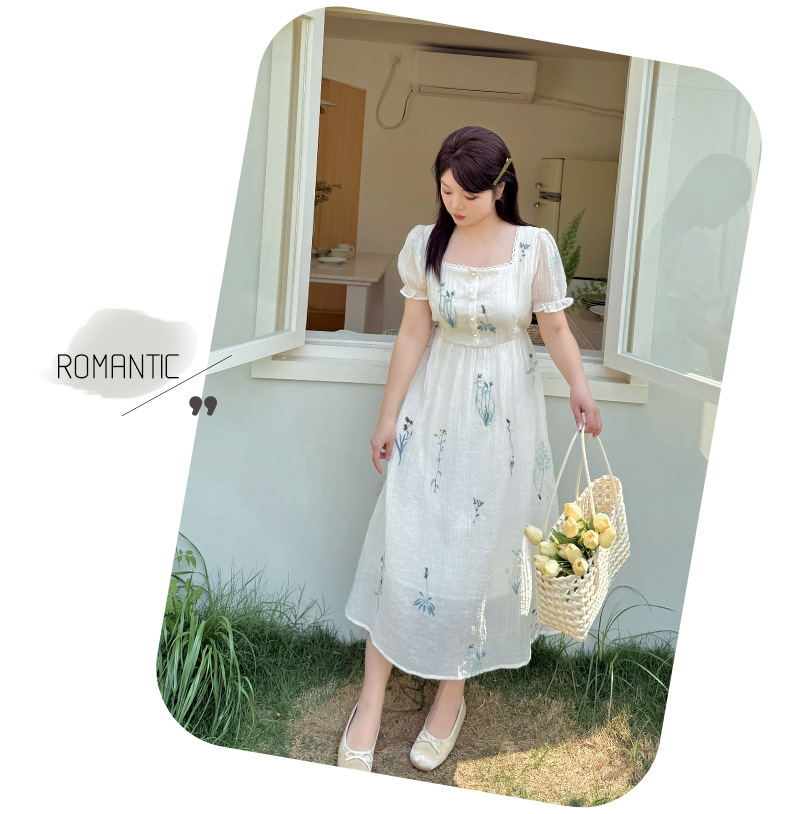 大きいサイズ レディース 花柄刺繍入りレースワンピース LL 3L 4L 5L