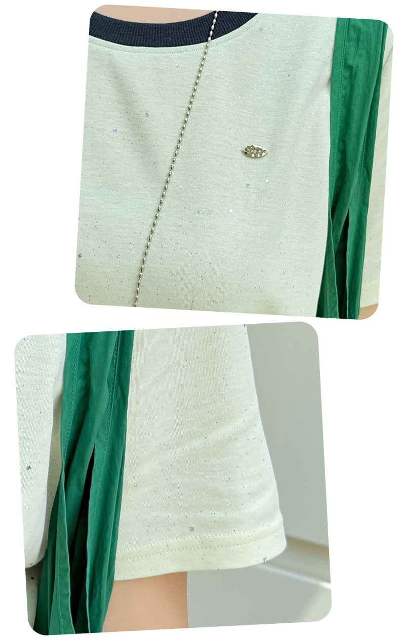 大きいサイズ レディース ラウンドネックシルバーフレーク半袖Tシャツ LL 3L 4L 5L