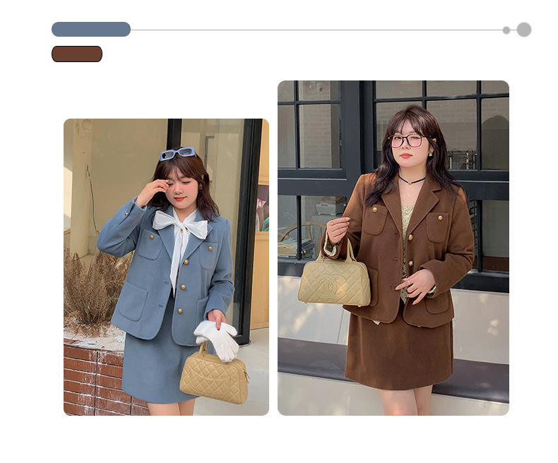 大きいサイズ レディース エレガント厚手セットアップスーツ(ジャケット+スカート) LL 3L 4L 5L