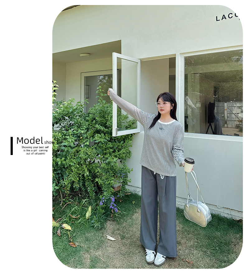 大きいサイズ レディース レインボーカラードットストライプロングTシャツ LL 3L 4L 5L