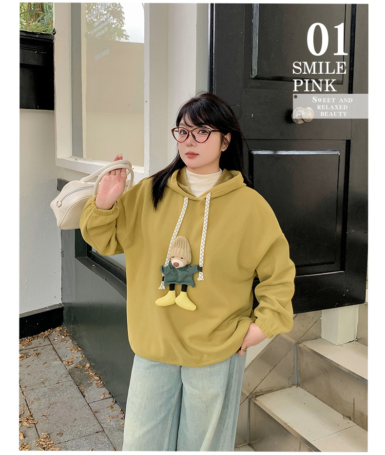 大きいサイズ レディース 帽子くまのマスコット付きベルベットパーカー LL 3L 4L 5L