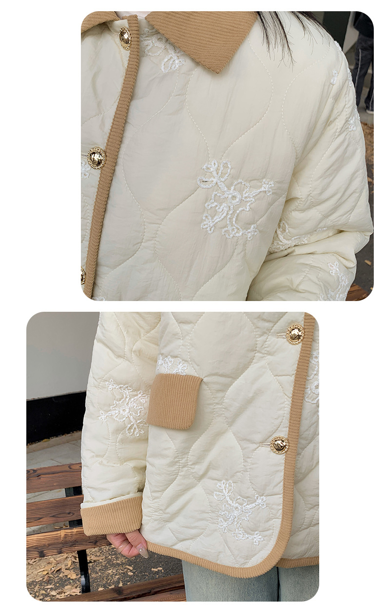 大きいサイズ レディース 刺繍入りキルティングコーデュロイジャケット LL 3L 4L