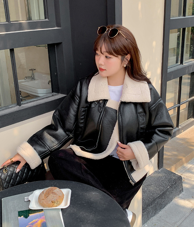 大きいサイズ レディース フリースラペルクラシックPUレザーライダースジャケット LL 3L 4L 5L