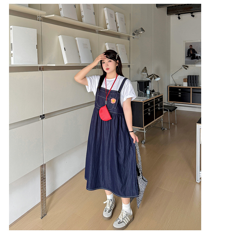 大きいサイズ レディース 花飾り付デニムサロペット LL 3L 4L 5L