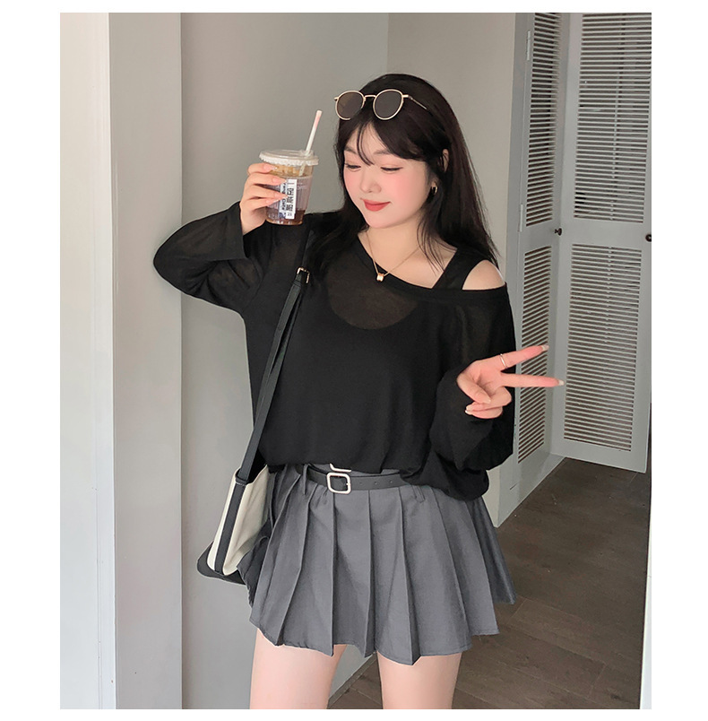 大きいサイズ レディース ルーズシースルーニット+インナー2点セット LL 3L 4L 5L