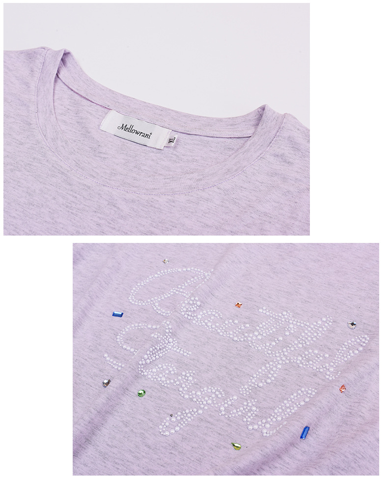 大きいサイズ レディース ビーズロゴ半袖カジュアルTシャツ LL 3L 4L 5L