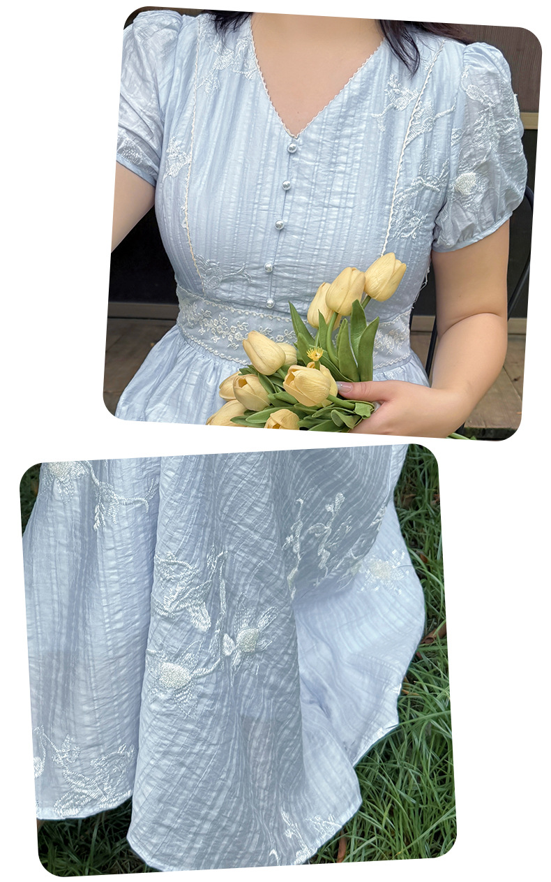 大きいサイズ レディース Vネック花柄レースウエストスパンコール刺繍ワンピース LL 3L 4L 5L