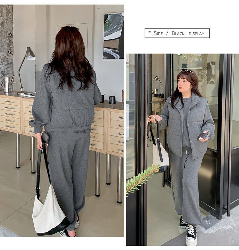 大きいサイズ レディース スリーピース(ベスト・シャツ・パンツ)ベルベットカジュアルスウェット LL 3L 4L 5L