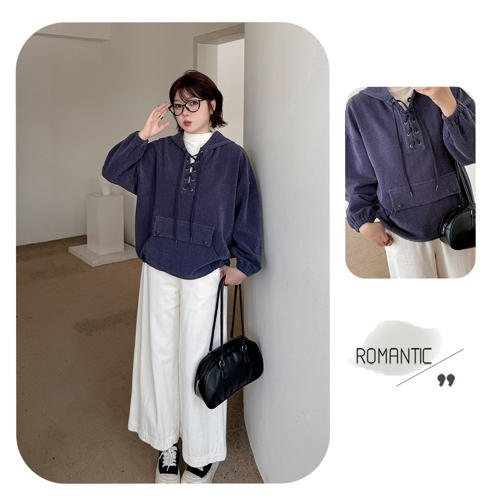 大きいサイズ レディース フード付きドローストリング厚手スウェットパーカー LL 3L 4L 5L