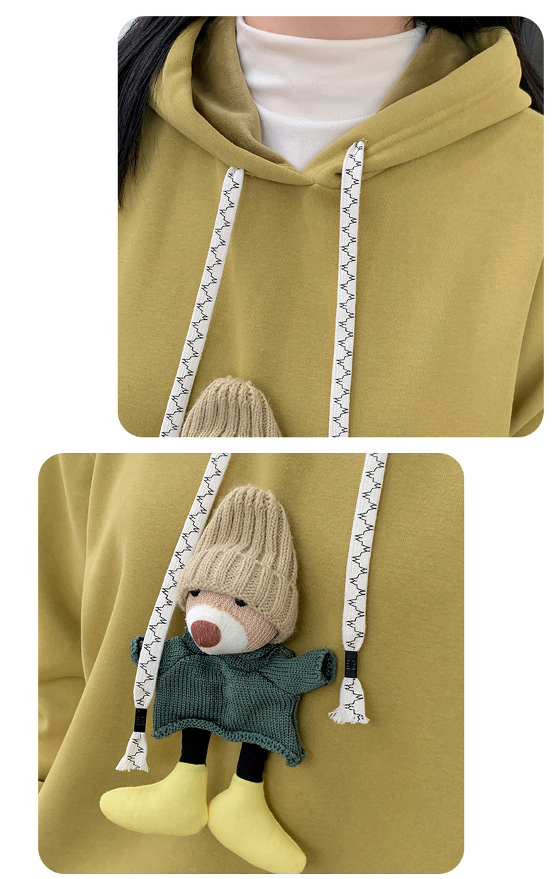 大きいサイズ レディース 帽子くまのマスコット付きベルベットパーカー LL 3L 4L 5L