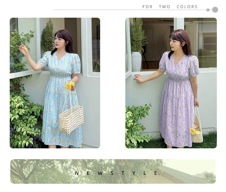 大きいサイズ レディース Vネック花柄ジャカードロングワンピース LL 3L 4L 5L