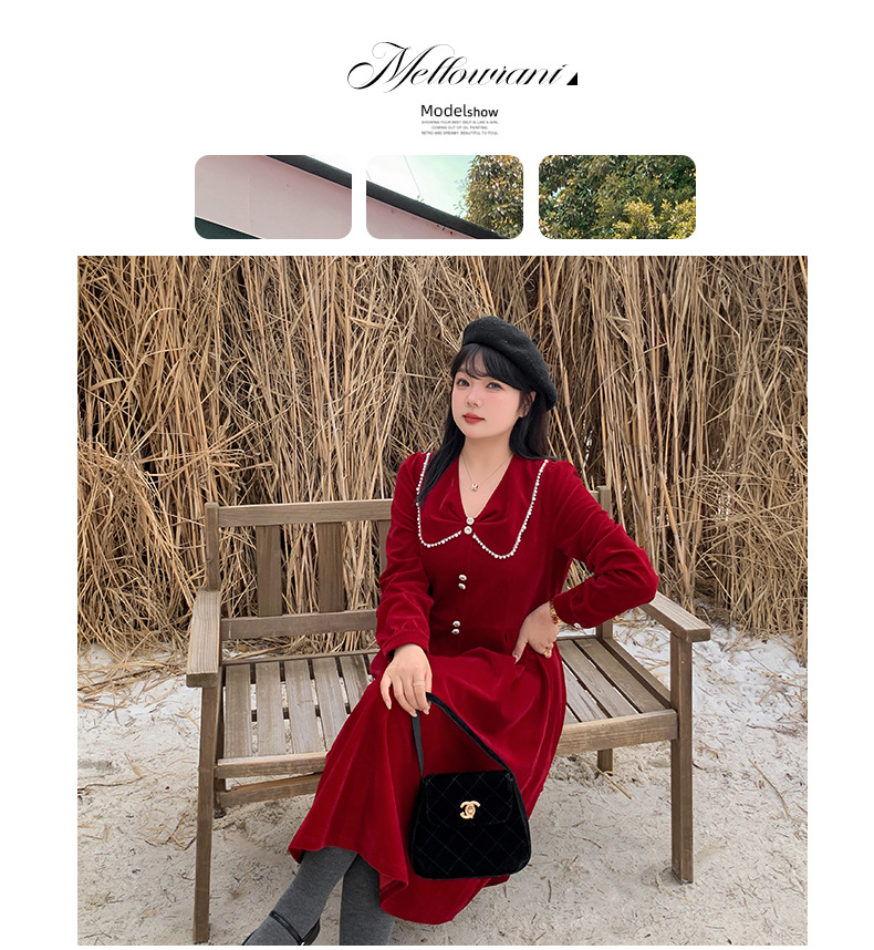 大きいサイズ レディース Vネックビーズカラーフレンチワンピース LL 3L 4L 5L