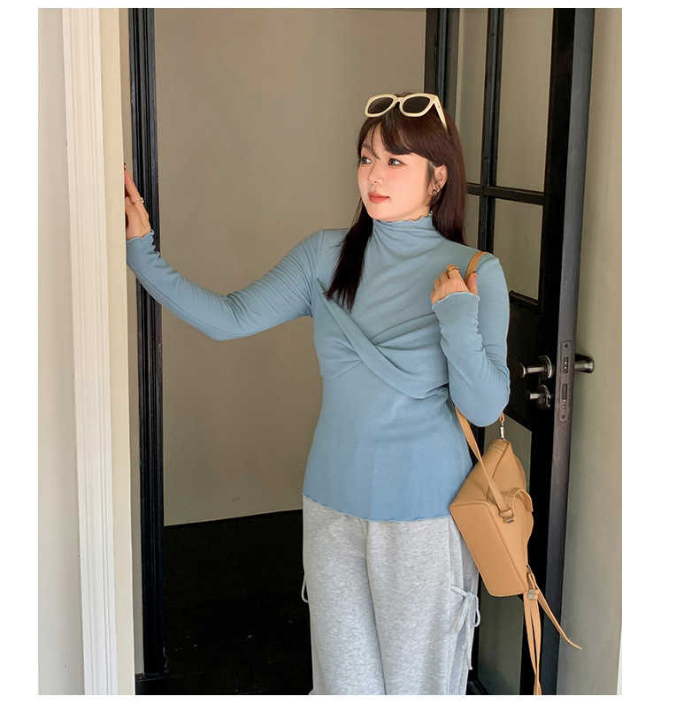 大きいサイズ レディース 韓国風ツイストデザインボトミングシャツ LL 3L 4L 5L