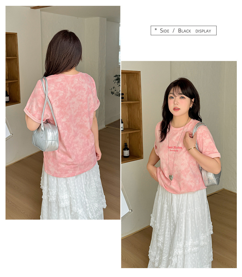 大きいサイズ レディース ロゴプリント半袖カジュアルTシャツ LL 3L 4L 5L
