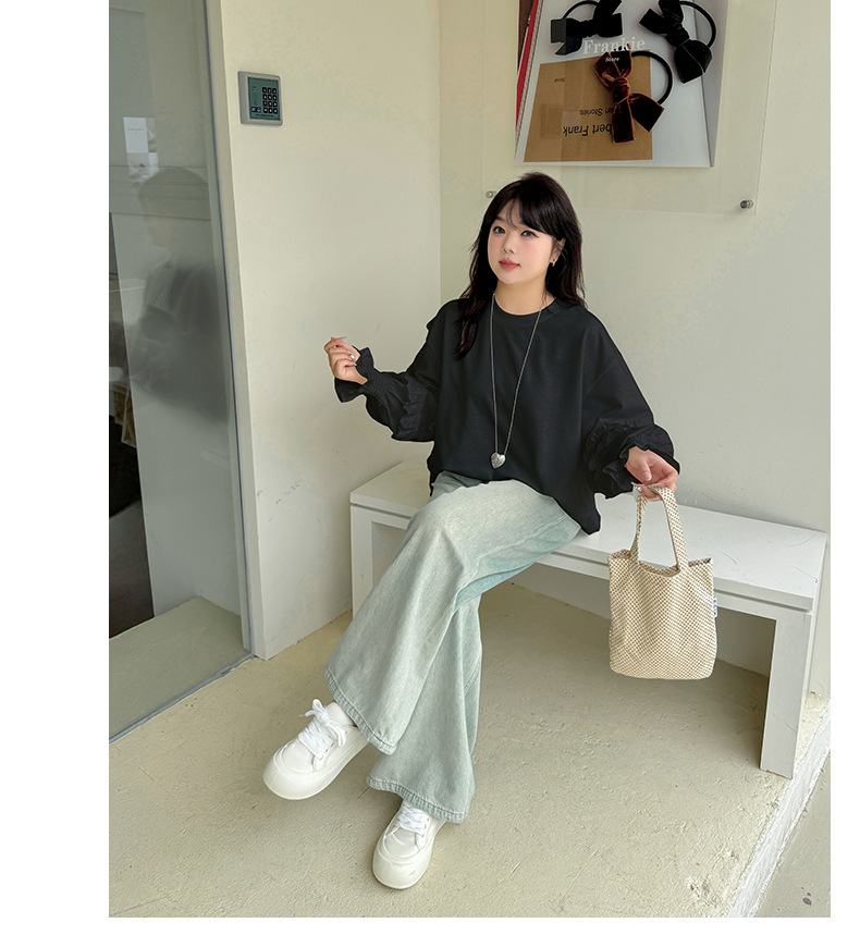 大きいサイズ レディース レースフリルカジュアルスウェットシャツ LL 3L 4L 5L