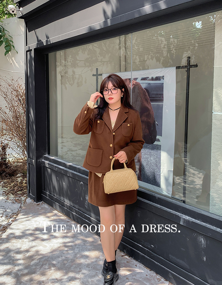 大きいサイズ レディース エレガント厚手セットアップスーツ(ジャケット+スカート) LL 3L 4L 5L