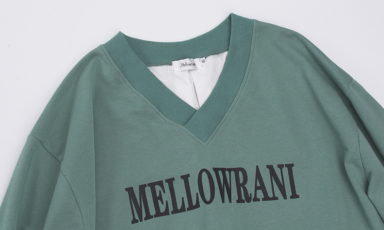 大きいサイズ レディース Vネックフェイクツーピースプルオーバースウェットシャツ LL 3L 4L 5L