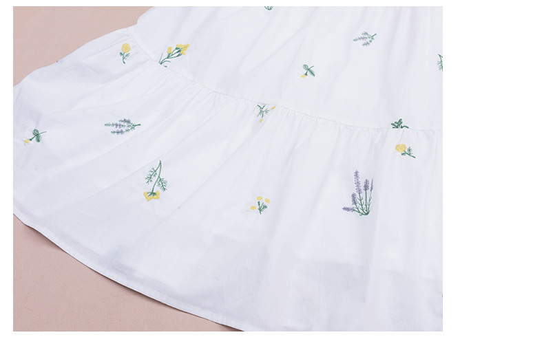 大きいサイズ レディース 草花刺繍入りリボンコットンティアードワンピース LL 3L 4L 5L