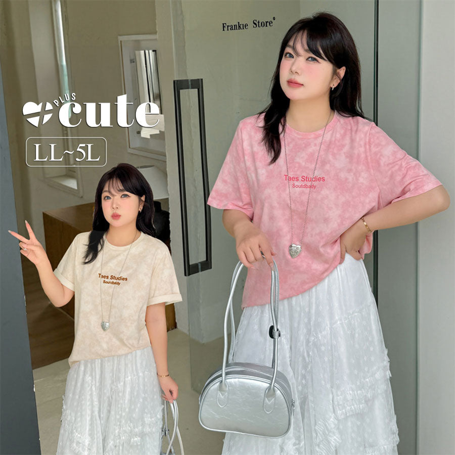 大きいサイズ レディース ロゴプリント半袖カジュアルTシャツ LL 3L 4L 5L