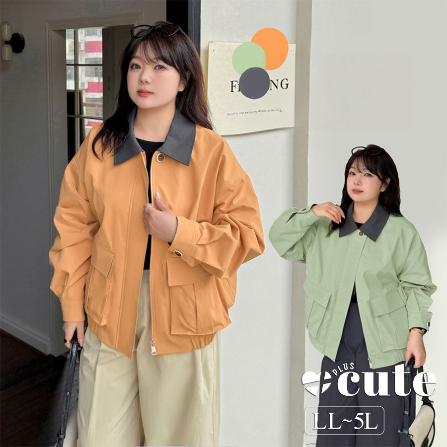 大きいサイズ レディース カジュアルショートコートバーンジャケット LL 3L 4L 5L