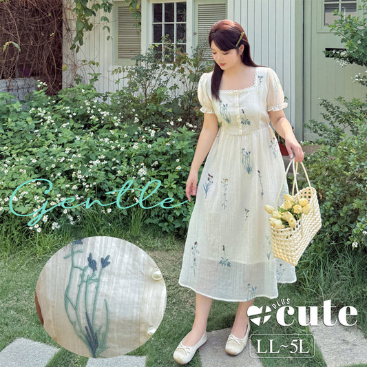 大きいサイズ レディース 花柄刺繍入りレースワンピース LL 3L 4L 5L