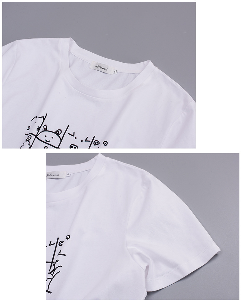 大きいサイズ レディース カジュアルイラストプリントコットン半袖Tシャツ LL 3L 4L 5L