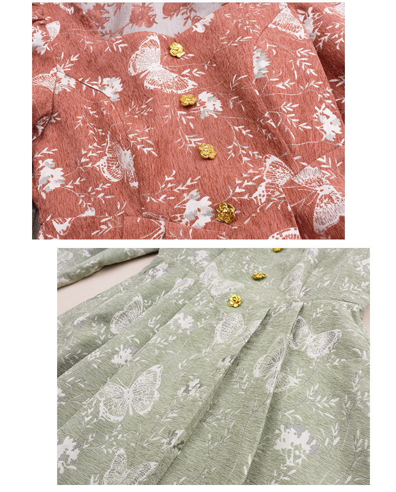 大きいサイズ レディース フレンチスクエアバタフライ刺繍ロングワンピース LL 3L 4L 5L